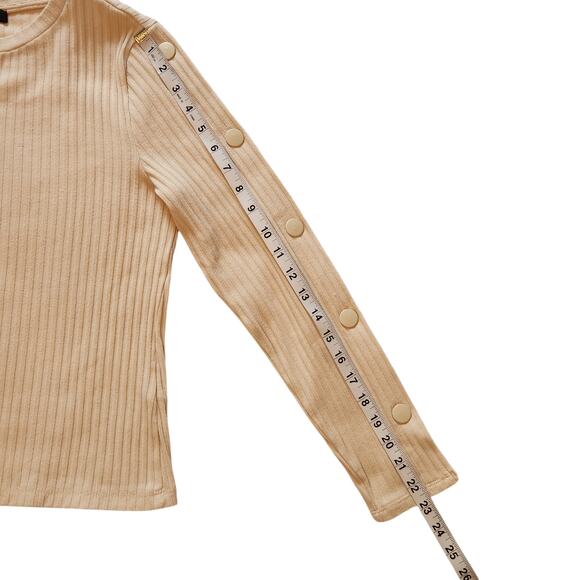 M & S Autograph Marks & Spencer Button Sleeve Ribbed Pullover Sweater Size 10 - Picture 9 of 13